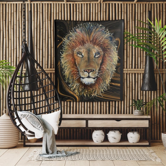 LEO LION Wall Art Tapestry Inspirational Tapestry Large Etsy