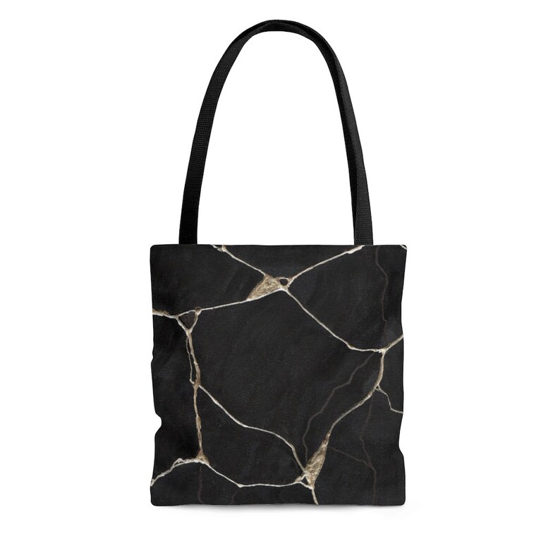 Travel Bag Reusable Shopping Bag Beach Bag Office Carry All Eco Friendly Bag Black Gold Kintsugi Tote Bag Grocery Tote