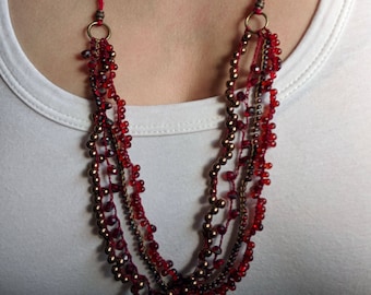 Red Multistrand Necklace