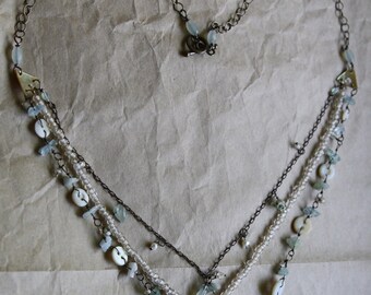 Bead, Button and Pearl Necklace
