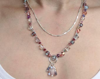 Crystal and Chain Wrap Necklace