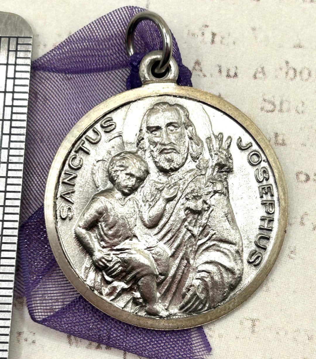 Vintage Sterling Silver Saint St Joseph Catholic Religious Medal ...