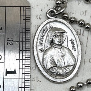 St. Saint Faustina Divine Mercy Jesus Catholic Religious Medal Charm Pendant Long Steel Chain Necklace