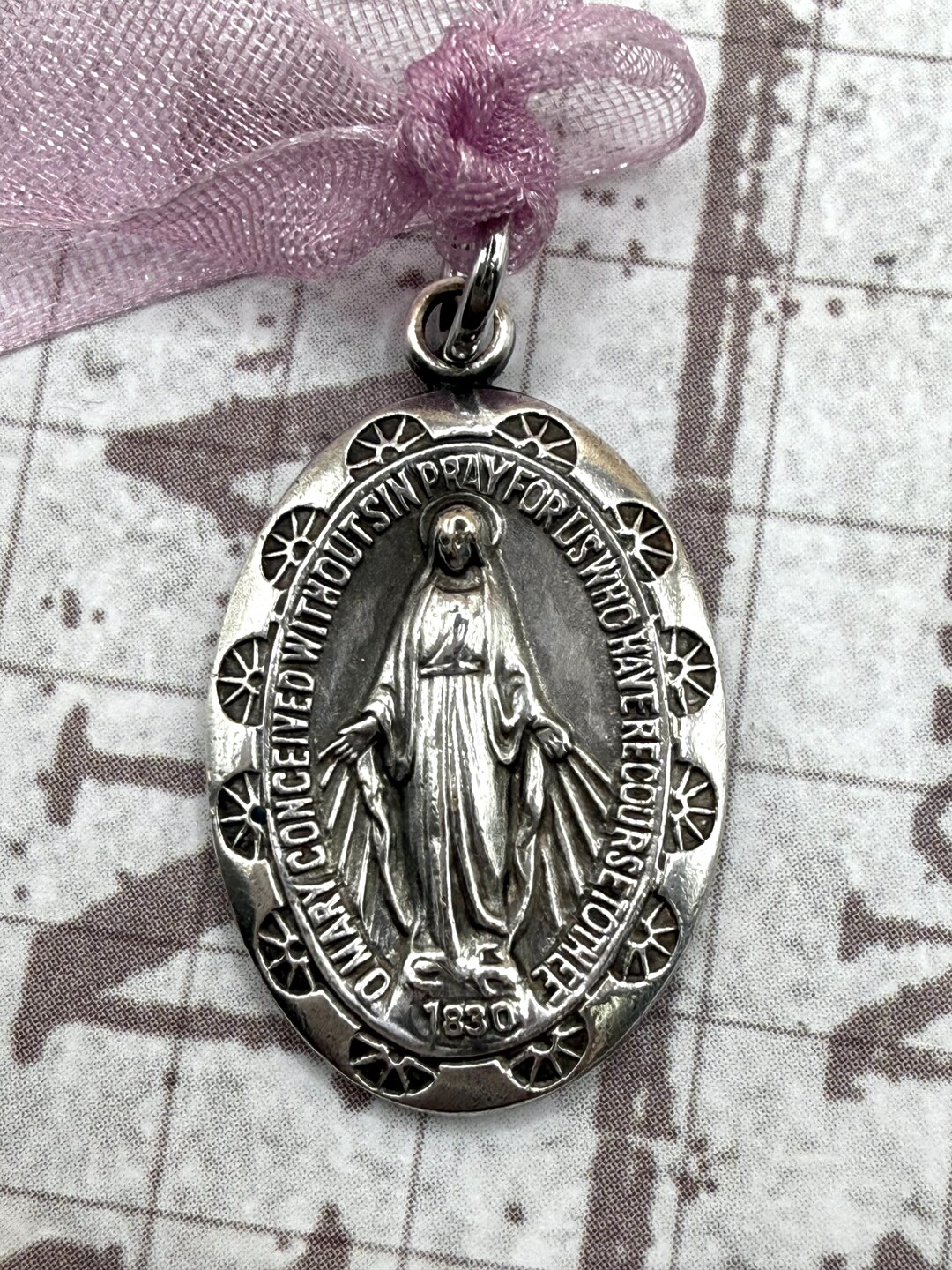 Vintage Old Rustic Virgin Mary Catholic Miraculous Religious Medal ...