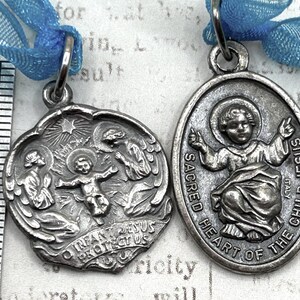 Vintage Lot Child Jesus Sacred Heart Guardian Angel Silver Plated Catholic Religious Medal Pendants The Confraternity of Christian Doctrine
