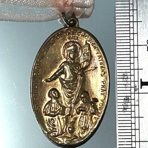 Vintage Saint Odilia St Anthony Brass or Bronze Religious Catholic Medal Pendant Charm Old Rustic