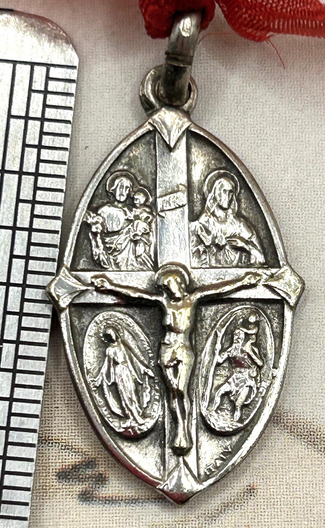 Vintage Silver Plated Four Way Cross Religious Medal - Italy - Etsy