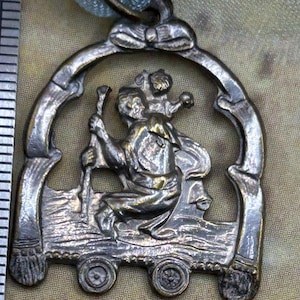 Vintage Saint St Christopher Religious Medal Pendant Silver Plated Protect Us Patron of Travelers