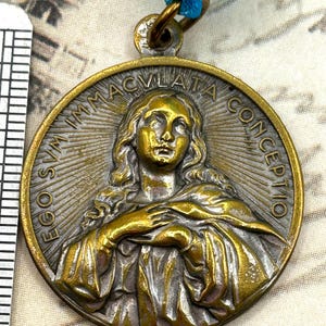 Vintage Ego Sum Immaculata Conceptio Vatican City Heavy Brass or Bronze Old Popes Papal Religious Medal Pendant Medallion Our Lady