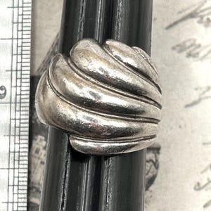 Vintage Sterling Silver Abstract Ring, Wide Mod Band, Size 7