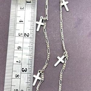 Vintage Estate Sterling Silver Cross Charm Bracelet Marked 925 Italy