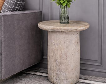 Travertine Side Table | End Table | Nightstand | Handmade with Natural Stone | Customizable
