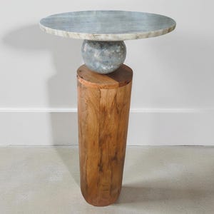 Handcrafted Marble Side Table | Modern Accent Coffee Table | Indian Handmade Furniture