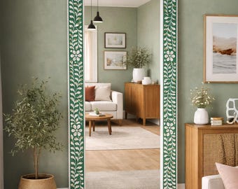 Mother of pearl Mirror  Floral Design Rectangular Full Length Home Decor