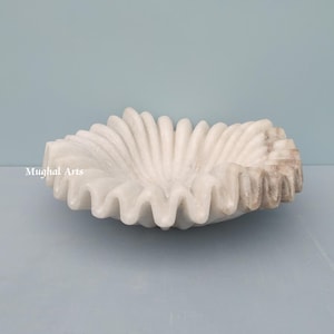 Handgefertigte weiße Marmor Rüschen Schüssel | Dekorative weiße Marmor Spiral Schale | Home Decor Obstschale | Schmuck/Obst Organizer Haus & Küche