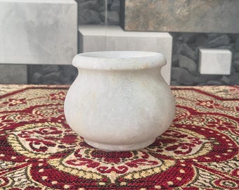 Handmade Marble Decorative Pot | 4x4x5 in | Stone Kalash