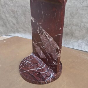 Rosso Levanto Marble Pedestal Side Table – Red Stone Accent Nightstand 30x30x50 cm image 9