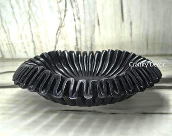 Handmade Black Marble Ruffle Bowl: Decorative Home & Jewelry Organizer 6,9,,12,15 and 18 inches