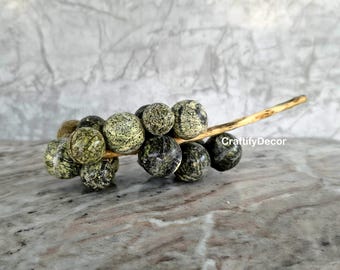 Handmade Grape Table Décor with Polished Grape Cluster + Wooden Stem
