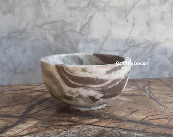Handcrafted Marble Bowl: Decorative Natural Stone centre piece