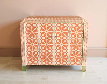 Handmade Bone Inlay Side Board | Geometrical Cupboard | Modern Dresser