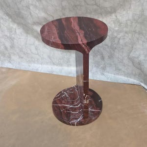 Rosso Levanto Marble Pedestal Side Table – Red Stone Accent Nightstand 30x30x50 cm image 18
