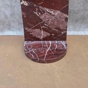 Rosso Levanto Marble Pedestal Side Table – Red Stone Accent Nightstand 30x30x50 cm image 16