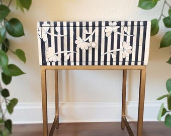 Handmade Bone inlay Nightstand | Floral Bedside table| 1 Drawer  Home Decor