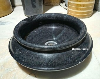 Round Stone Bathroom Basin | Modern Countertop Sink | Handmade Vanity Bowl