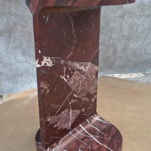 Rosso Levanto Marble Pedestal Side Table – Red Stone Accent Nightstand 30x30x50 cm image 12
