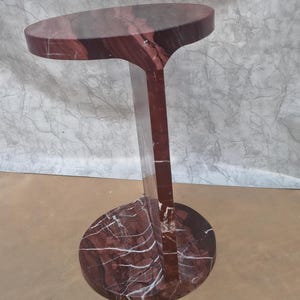 Rosso Levanto Marble Pedestal Side Table – Red Stone Accent Nightstand 30x30x50 cm image 17