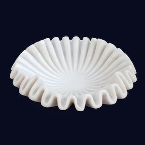 Handgefertigte weiße Marmor Rüschen Schüssel | Dekorative weiße Marmor Spiral Schale | Home Decor Obstschale | Schmuck/Obst Organizer Haus & Küche