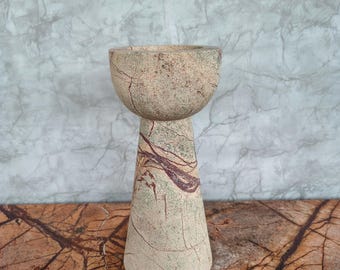 Handmade Green Marble Candle Holder: Natural Stone Centerpiece