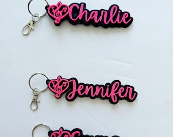 Personalized Music Keychain, Treble Clef Name Tag, Custom Zipper Pull