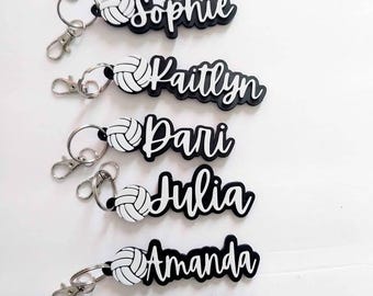 Personalized Volleyball Keychain, Custom Bag Tag, Zipper Pull