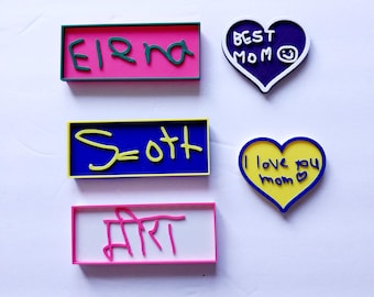 Kids Handwriting Magnets, custom special note magnets, personalized handwritten notes keepsake, Mother's day Gift, Actual handwriting gift