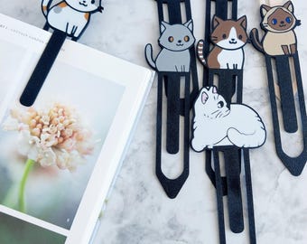 Cat bookmarks, animal bookmarks, cute page markers ,Cat Lovers gift,Booklovers gift,calico cat gift,Siamese cat stationary, kitty stationary