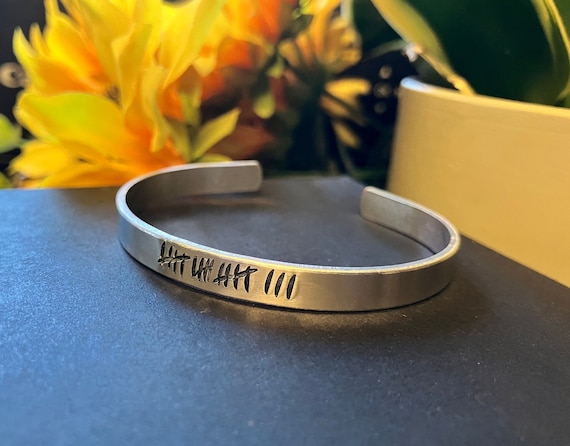 18th Birthday - Tally Mark - 6mm Aluminium Cuff Bracelet