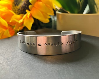 You are a cosmic flower - Om - 16mm Aluminium Cuff Bracelet - Customisation available