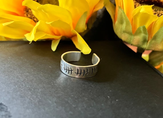 Tally Mark, Birthday, Anniversary - Hand stamped 6mm aluminium ring. 18th Birthday, Ten Year Anniversary, 21st Birthday