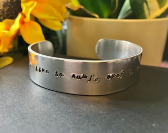 Live to Surf, Surf to Live - Waves, 16mm Aluminium Cuff Bracelet - Customisation available