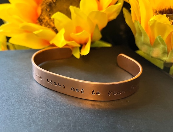 Inspirational - Look to the stars not to your feet - 10mm Copper Cuff Bracelet