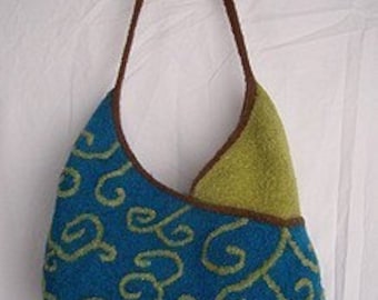 Felted Knitting PATTERN -  Half  and  Half Tote Bag PATTERN     (PDF- instant download
