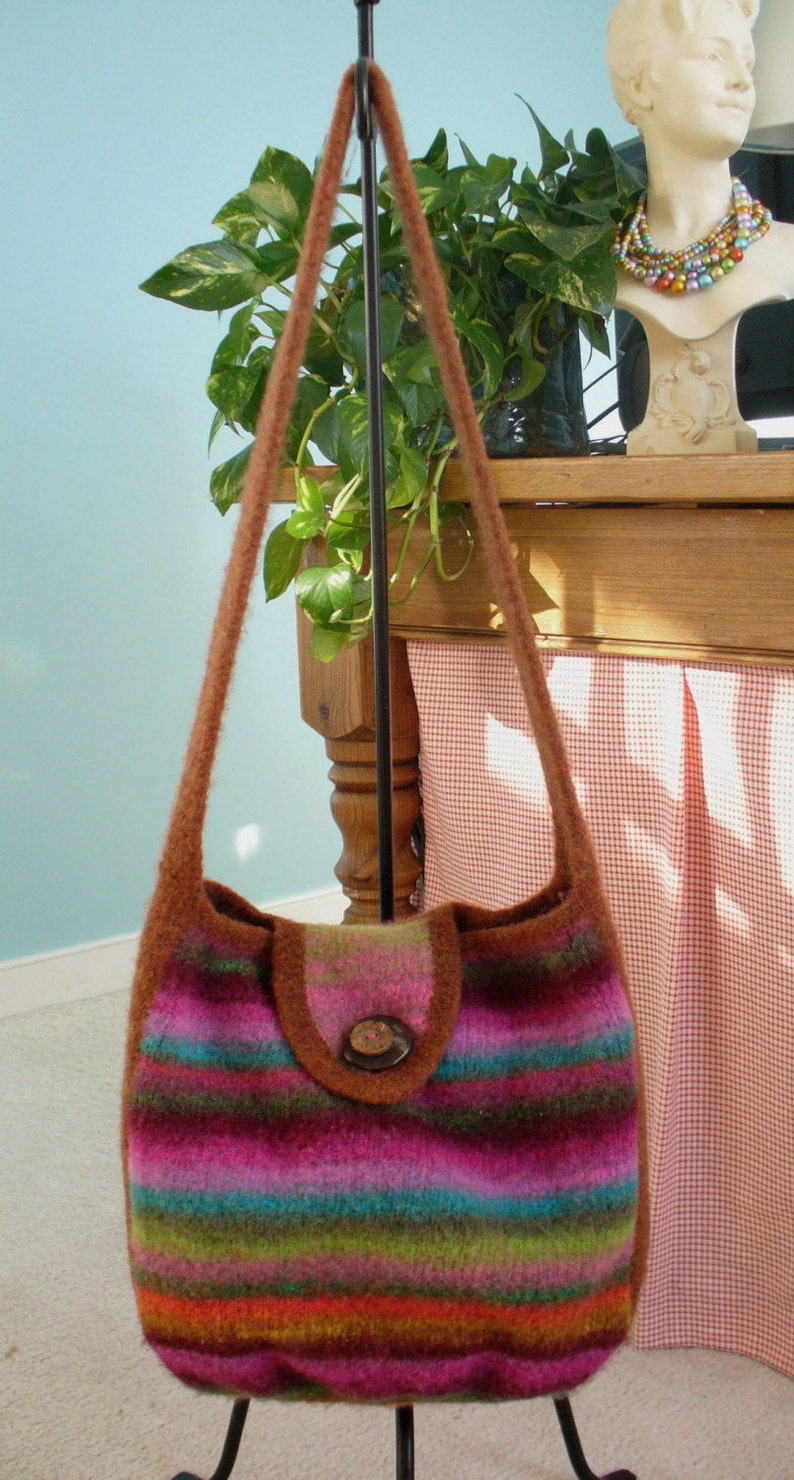 Felted Knitting PATTERN Messenger Satchel Carry All Tote Etsy