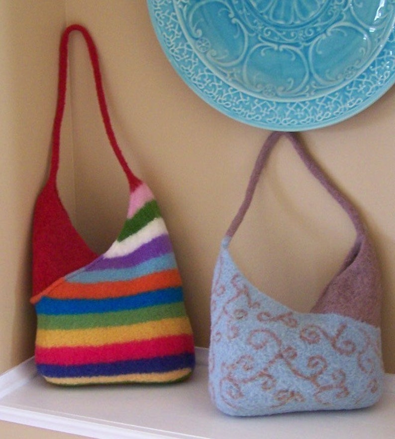 Felted Knitting PATTERN Half and Half Tote Bag PATTERN PDF - Etsy