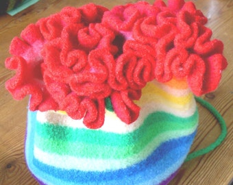 Knitting Pattern Felted Drawstring Purse Handbag (PDF-instant download)