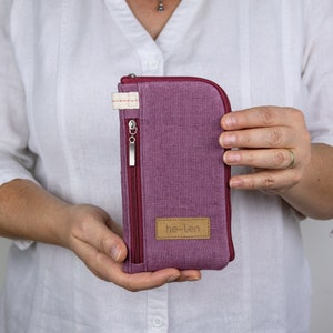 Tasca per cellulare con tasca aggiuntiva con cerniera, custodia per telefono con un'altra tasca con cerniera per denaro, carte di debito o piccole cuffie