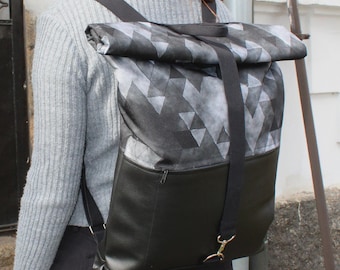 PDF Schnittmuster – Roll Top Rucksack | Verstellbare Träger & Reißverschlusstasche | Fortgeschrittene Anfänger DIY Taschen-Tutorial | Wie man einen Rucksack näht
