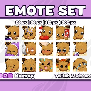 Twitch/Discord Emotes: 15 Eevee Emotes (All 3 Sets) + Bonus 5 Signs