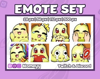 Twitch/Discord Emotes: 8 Shiny Chikorita Emotes